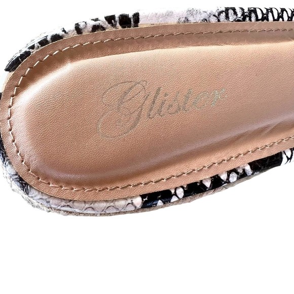 Glister Blackwhite Snake Skin Clear Wedge Sandals Women’s Size 10 - Picture 9 of 10